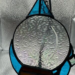 Blue and Black Stained Glass Art Piece